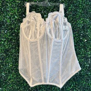 NEW Goddess Bridal Floral Embroidered Sheer Bustier Longline Bra 8202 White